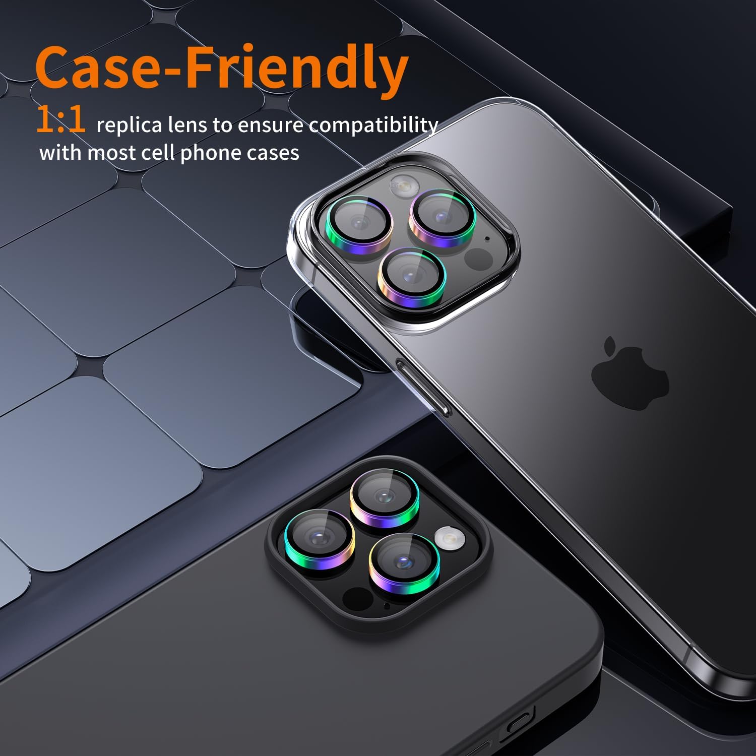 Hoerrye for iPhone 15 Pro Max/iPhone 15 Pro Camera Lens Protector [3+1] [Keep Lens Original Design] 9H Tempered Glass Camera Cover Screen Protector,Colorful Titanium