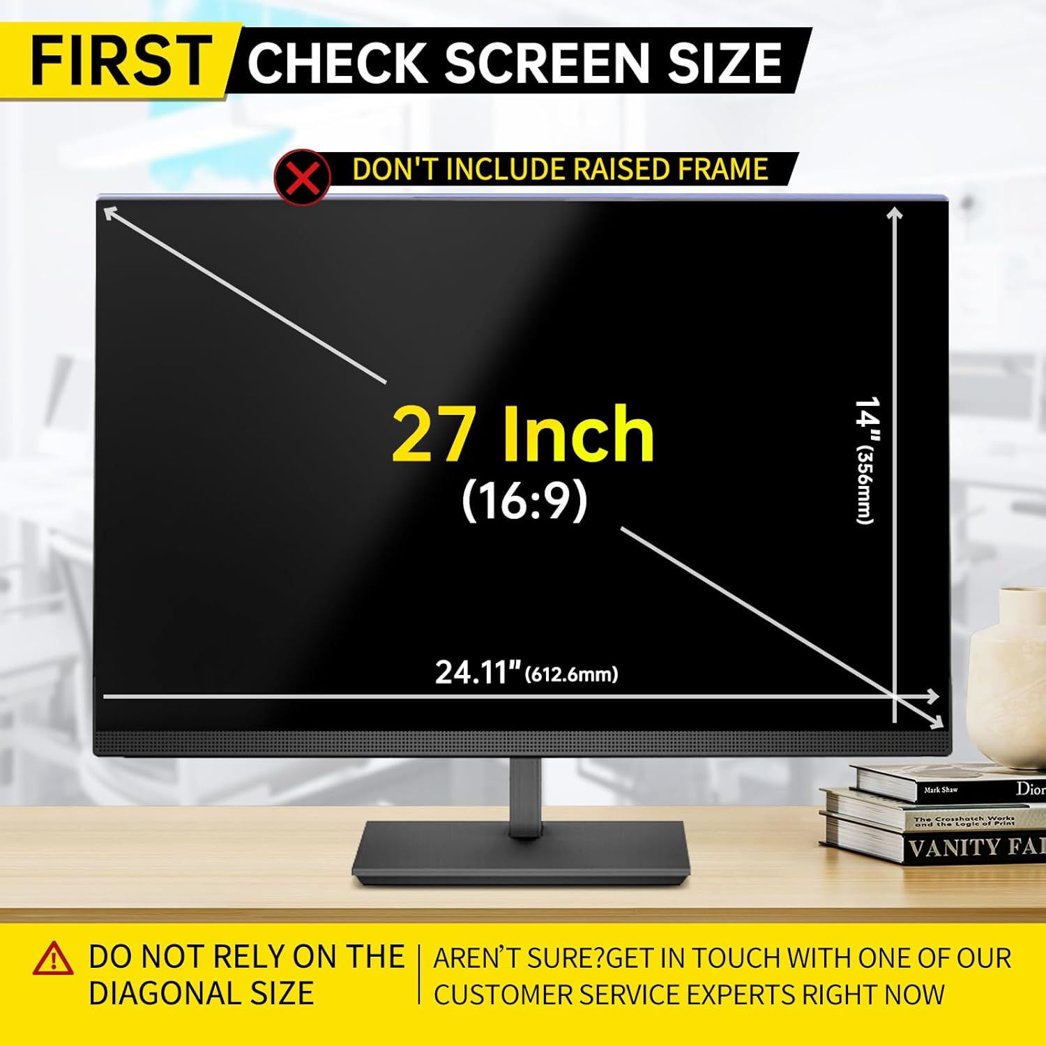 27 Inch Computer Privacy Screen for 16:9 Computer Monitor, Anti-Blue Light Monitor Privacy Screen Filter, Anti-UV Computer Screen Privacy Shield, Hanging Type