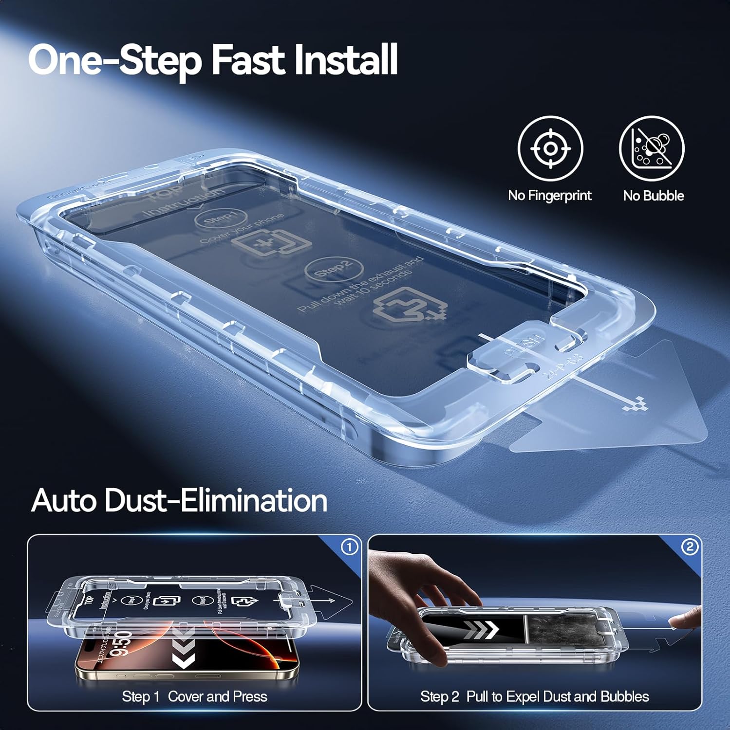 SMARTDEVIL 2PACK Privacy Screen Protector for iPhone 16 Pro Max Shatterproof Tempered Glass [True 28°Anti Spy] [9H Hardness] [Auto Dust-Elimination Install] [Bubble Free]