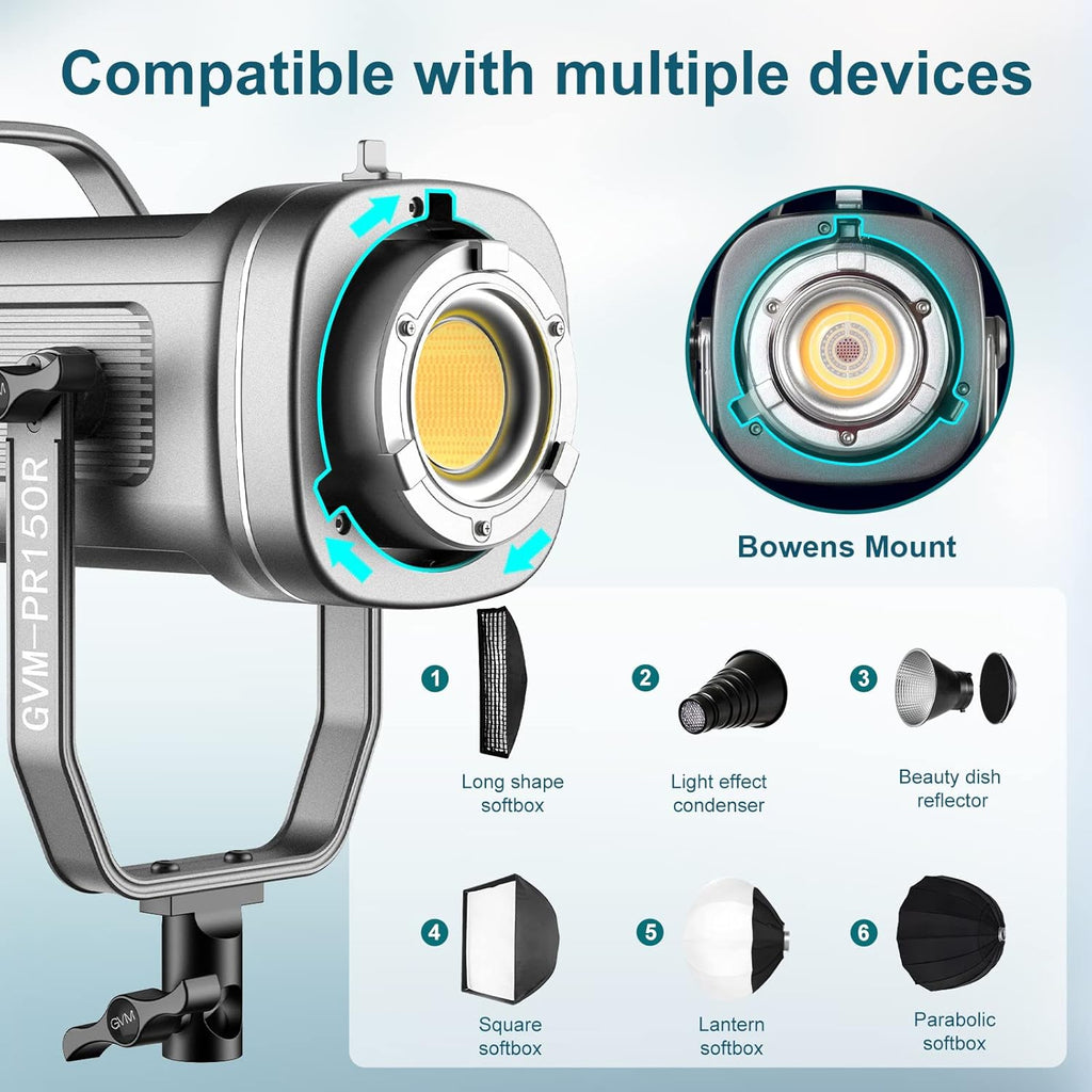 GVM 150W LED Video Light 2700K~7500K RGB Video Light Photography Studio Light Kit with Lantern Softbox & Stand, CRI97+TLCI97 with 8 Lighting Effects+Custom Effects for Outdoor Shoot YouTube Videos