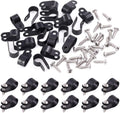 Swpeet 120 Pack Black 1/2 Inch Nylon Plastic R-Type Cable Clips Clamp Kit, Nylon Screw Mounting Cord Fastener Clips with 120 Pack Screws for Wire Management (1/2 Inch, Black)