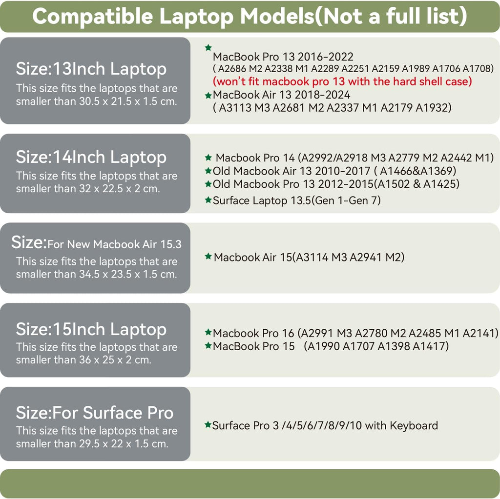 Laptop Sleeve 15 Inch 16Inch Compatible with MacBook Pro 16 A2991 M3 A2780 A2485 A2141 MacBook Pro Retina 15 Color Khaki