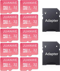 JUANWE 32GB Micro SD Cards 10 Pack Memory Card, SDHC High-Speed U1 A1 SD Card, 32GB TF Cards with 2 Adapter for Phone, Dash Cam, Security Camera (10 Pack, Pink)