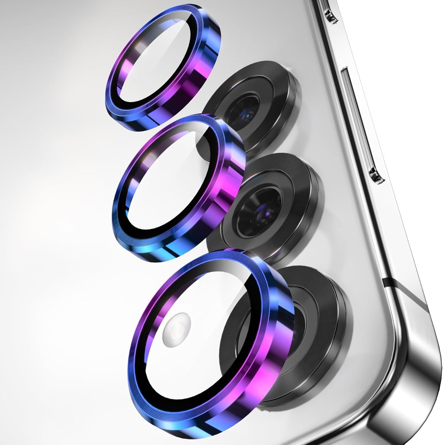 YWXTW Camera Lens Protector for Samsung Galaxy S25 Accessories [1:1 Fit & Ultra Clarity] 9H Tempered Glass Metal Individual Ring Camera Cover Screen Protector for S25, Case Friendly (Multi-Coloured)
