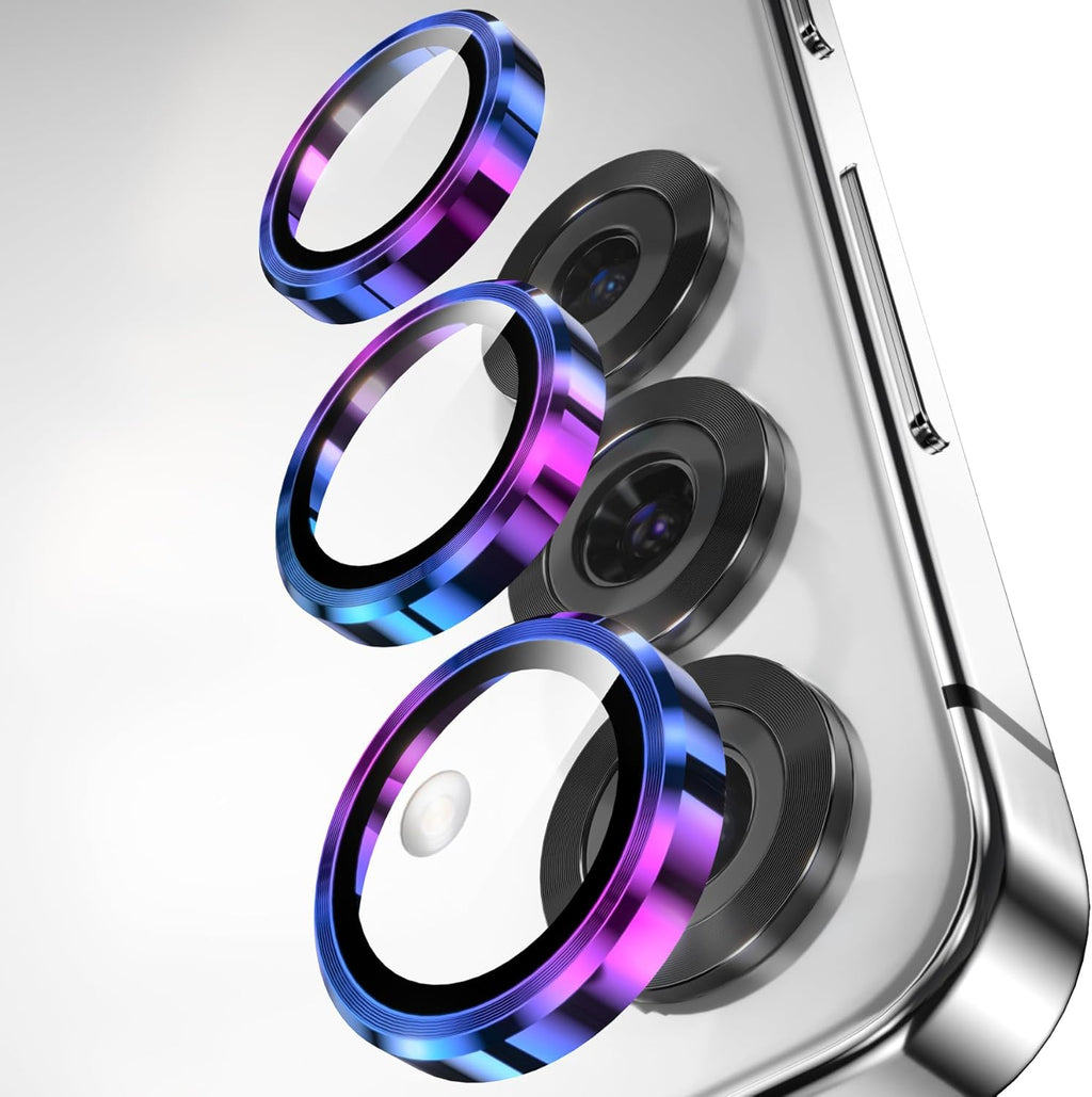 YWXTW Camera Lens Protector for Samsung Galaxy S25+ Plus Accessories [1:1 Fit & Ultra Clarity] 9H Tempered Glass Metal Individual Ring Camera Cover Screen Protector, Case Friendly (Multi-Coloured)