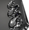 YWXTW Camera Lens Protector for Samsung Galaxy S25 Accessories [1:1 Fit & Ultra Clarity] 9H Tempered Glass Metal Individual Ring Camera Cover Screen Protector for S25, Case Friendly (Black)