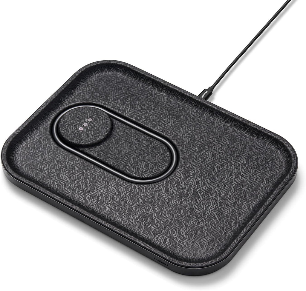 Courant MAG:3 Classics Charger and Tray - Italian Leather, Multi-Device Charger Compatible with MagSafe iPhones 16, 15, 14, 13, 12 or Wireless AirPod Cases (Black)