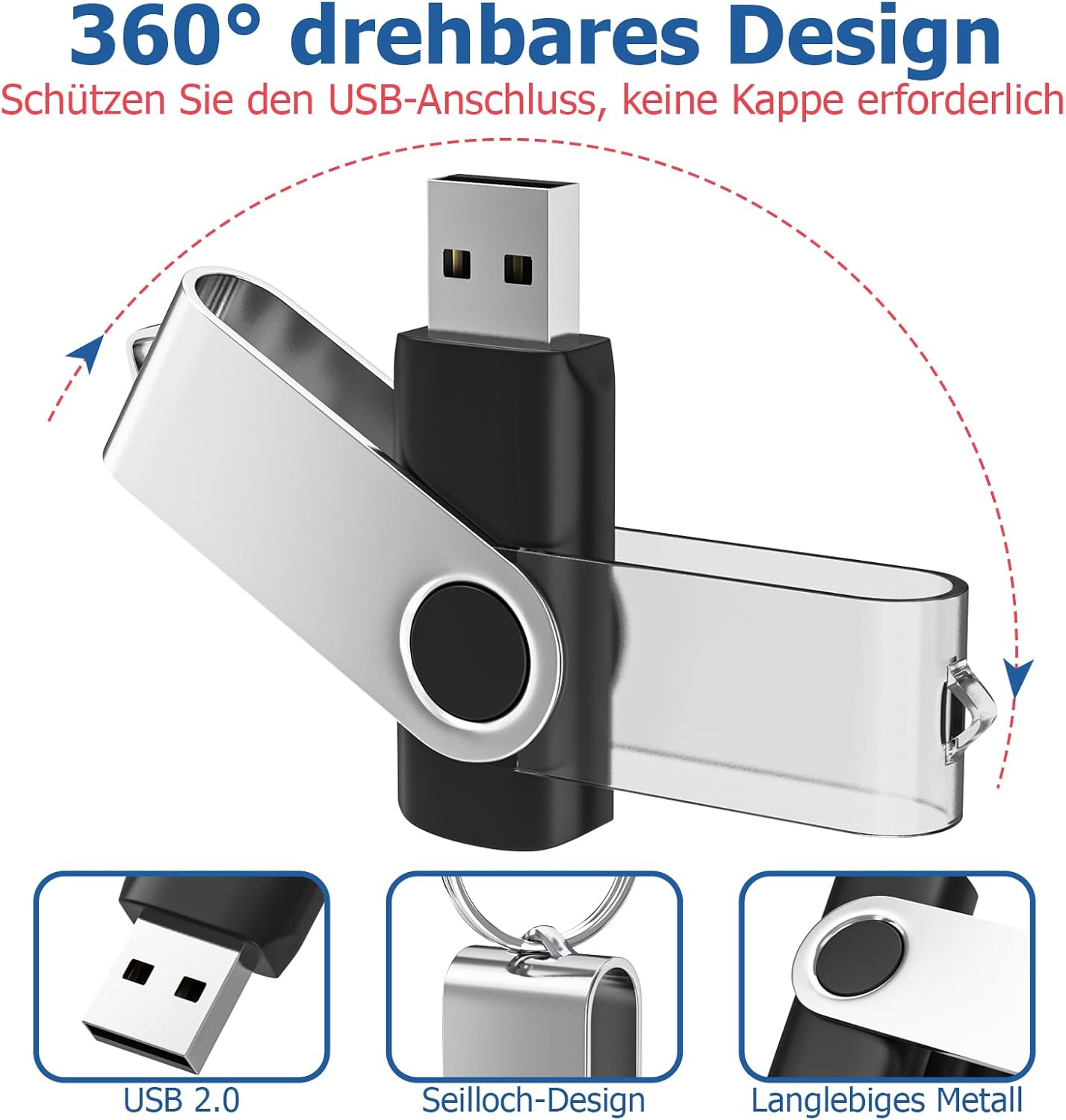 Flash Drives 64GB 10 Pack, Wooolken USB 2.0 Thumb Drives with Keychains Memory Stick USB Drive Pendrive for PC Laptop Computer (Mixcolors)