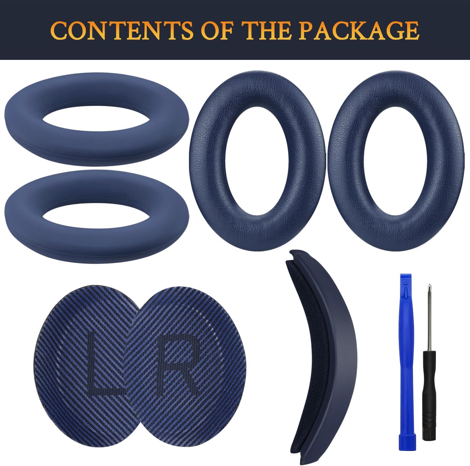 SOULWIT Ear Pads Cushions + Headband + Silicone Earpads Cover Protector, Replacement Kit for Bose QuietComfort 35 QC35, QC35 ii Over-Ear Headphones - Blue