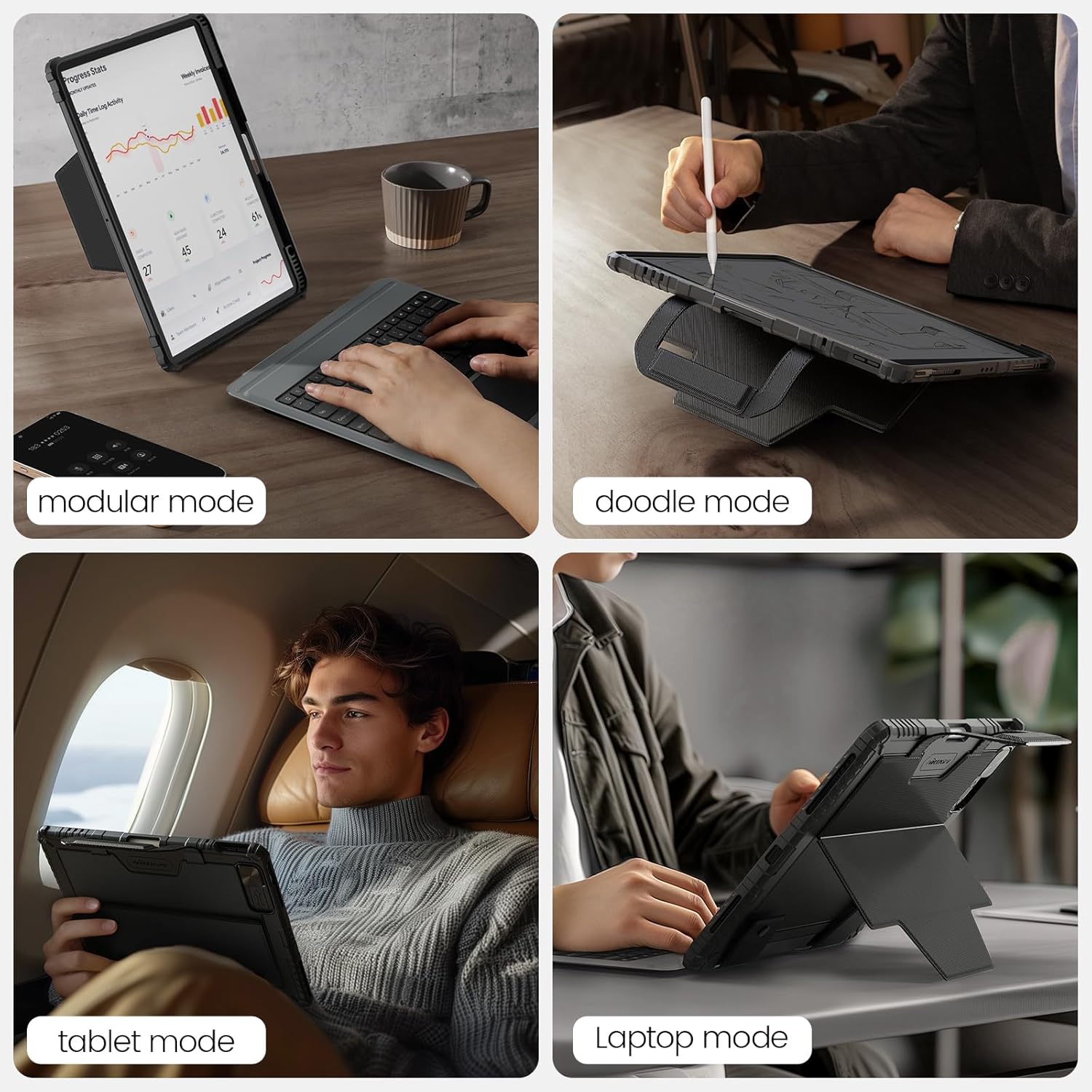 Nillkin Carry Go Backlit Keyboard Case for iPad Air M3 iPad Pro 12.9 (3rd/4th/5th/6th Generation) with Handle,for iPad Air 13 inch M2 Detachable Keyboard Case with Trackpad,Kickstand,Great Typing