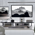 Bamboo Dual Monitor Stand Riser Black, 2-Tier Desk Monitor Riser for 2 Monitors, Supports for PC Computer Monitor, Printer, Heavy TV Riser up to 300 lbs