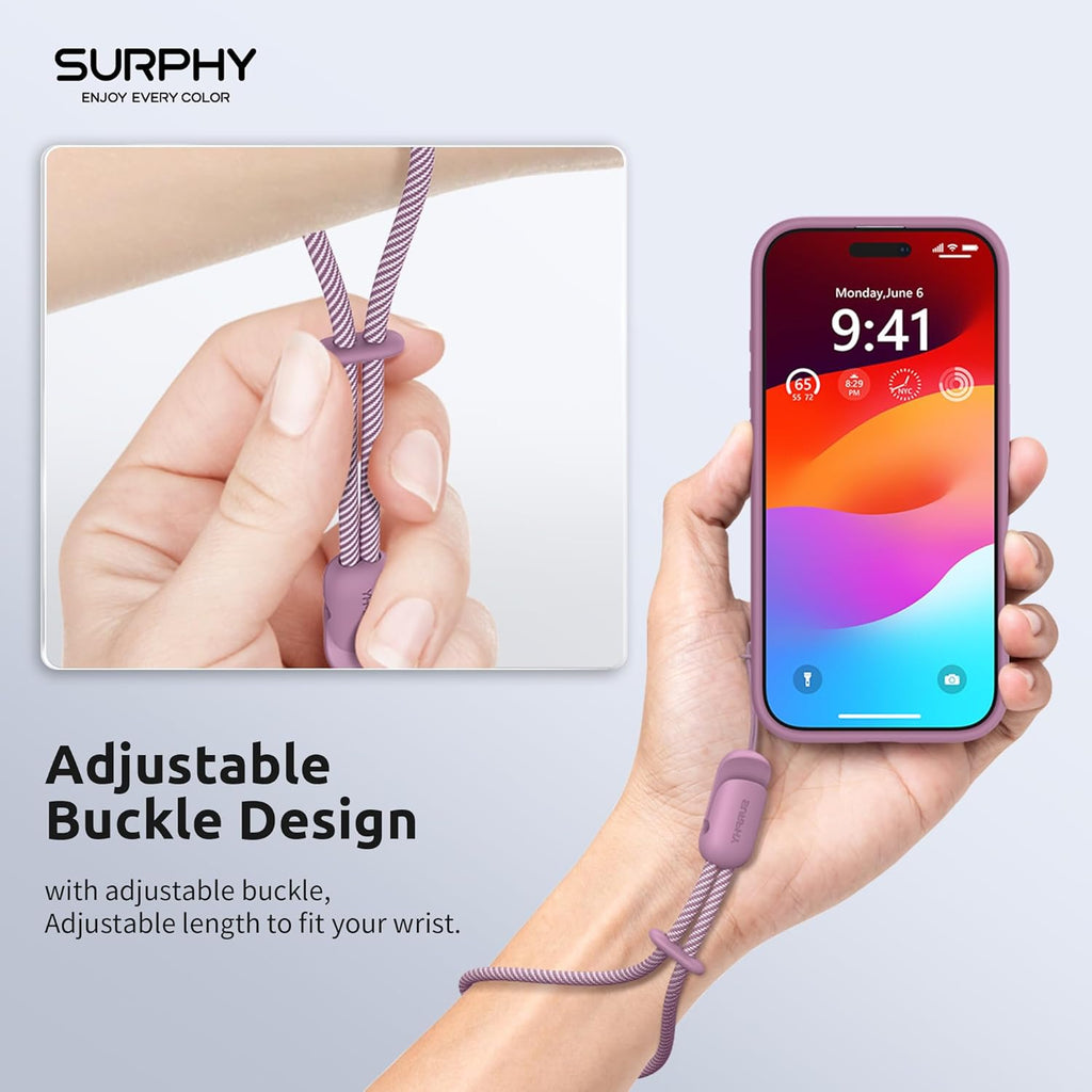 SURPHY 2 Pack Phone Lanyard for Cellphone Case, Phone Wrist Strap for Case, Cellphone Strap with 2-Color Braided, Charm Wrist Lanyard for Women and Men, Lilac Purple & Gray
