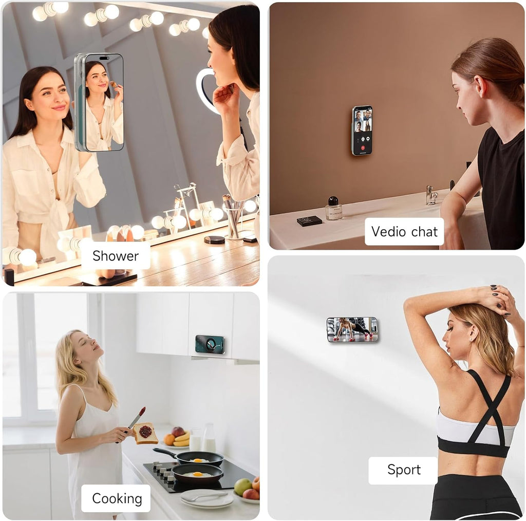 Patented Magnetic Sticky Phone Suction Grip Mount for MagSafe Case,Magnet Silicone Portable Stand Holder for iPhone 16/15/14/13/12 Series and Android, Hands-Free Selfies and Videos,Black