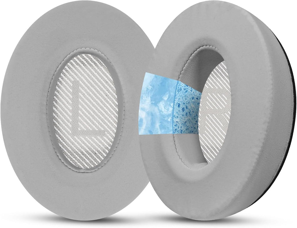 Full Cooling Gel Replacement Earpads for Bose Quiet Comfort QC35 Headphones Ear Pads Cushions with Breathable Ice Silk Fabric, High-Density Noise Cancelling Foam - Gray
