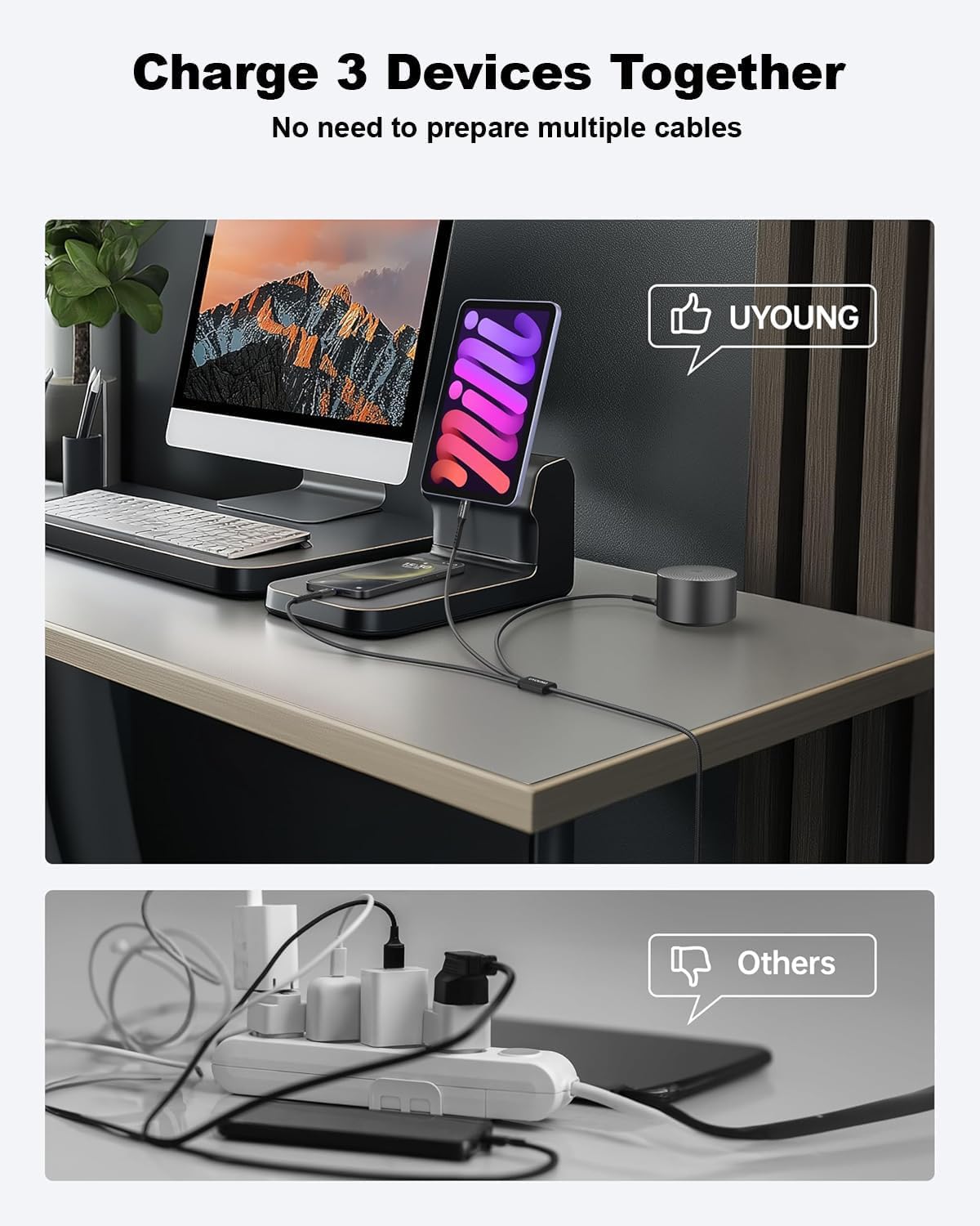 Multi Charging Cable 2Pack 6FT, 3 in 1 Charger Cable Braided Universal Phone Charging Cord with Lightning/Type C/Micro USB Ends, Multiple USB Cable for iPhone/Samsung/Google Cell Phones and More