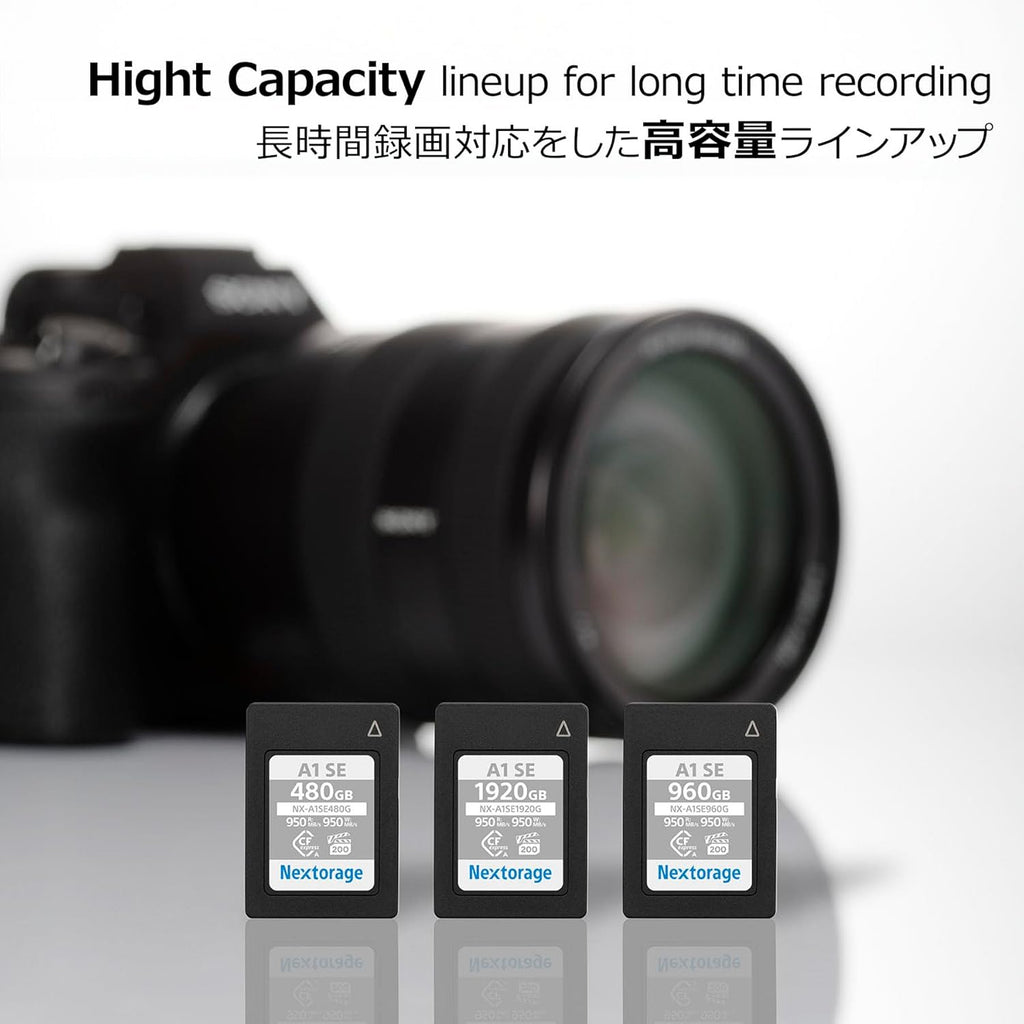 Nextorage 480GB CFexpress Type A VPG200 Japanese Brand Max. Write Speed 950MB/s Max. Read Speed 950MB/s Sony Alpha Series Compatibility Confirmed NXA1SE480G Memory Card for Camera