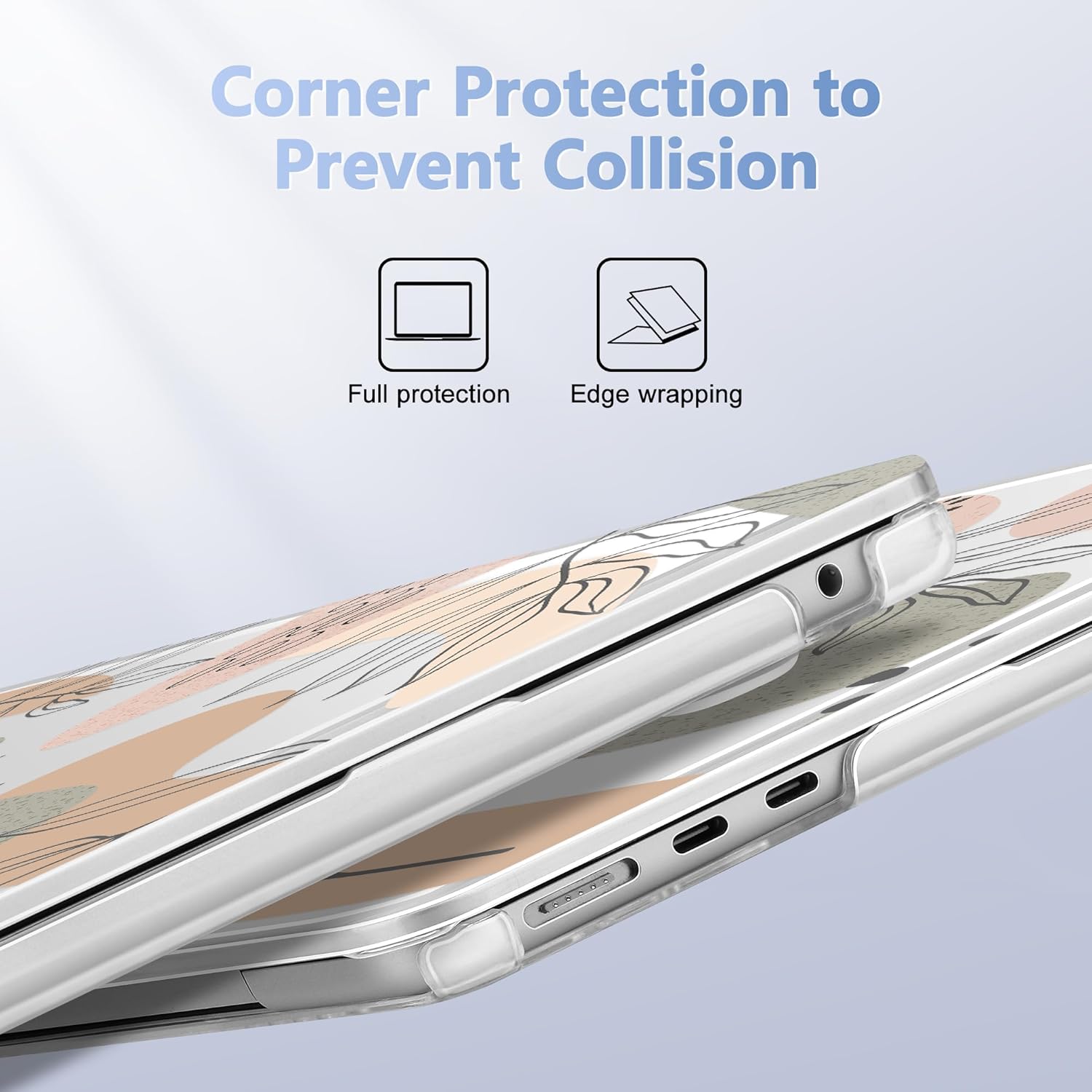 Case for MacBook Air 15 Inch 2025 2024 2023 Release M4 A3241 M3 A3114 M2 A2941, Hard Shell with Screen Protector & Keyboard Cover, Compatible with Touch ID - Tropical Leaves