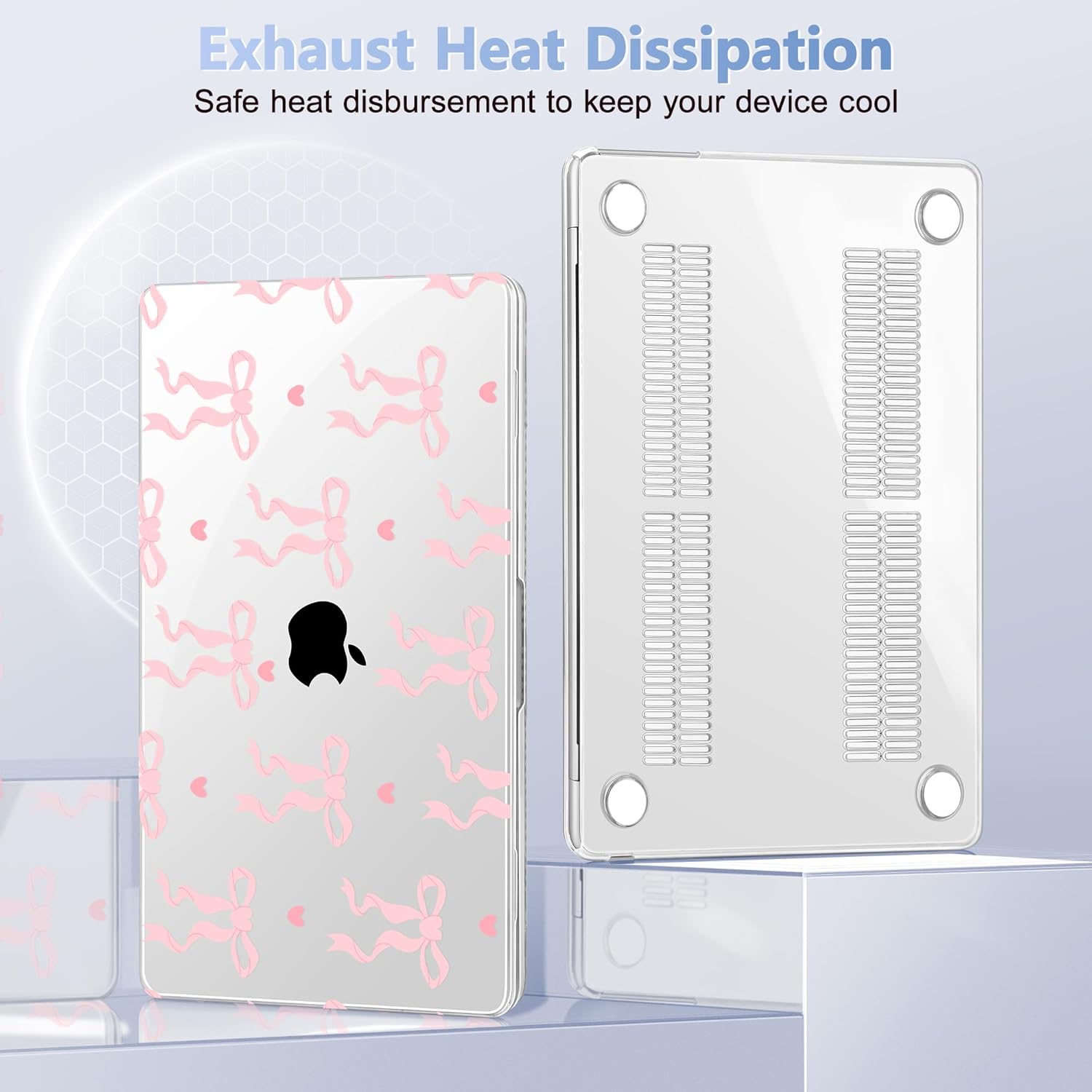 Case for MacBook Air 15 Inch 2025 2024 2023 Release M4 A3241 M3 A3114 M2 A2941, Hard Shell with Screen Protector & Keyboard Cover, Compatible with Touch ID, Bow