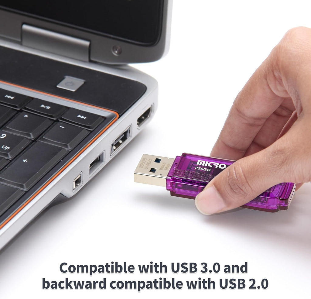 INLAND Micro Center Super Speed 256GB 2-Pack Ultra Flash Drive USB 3.0/USB3.1 Gen1 Memory Stick with Keychain Thumb Drive Photo Stick Jump Drive