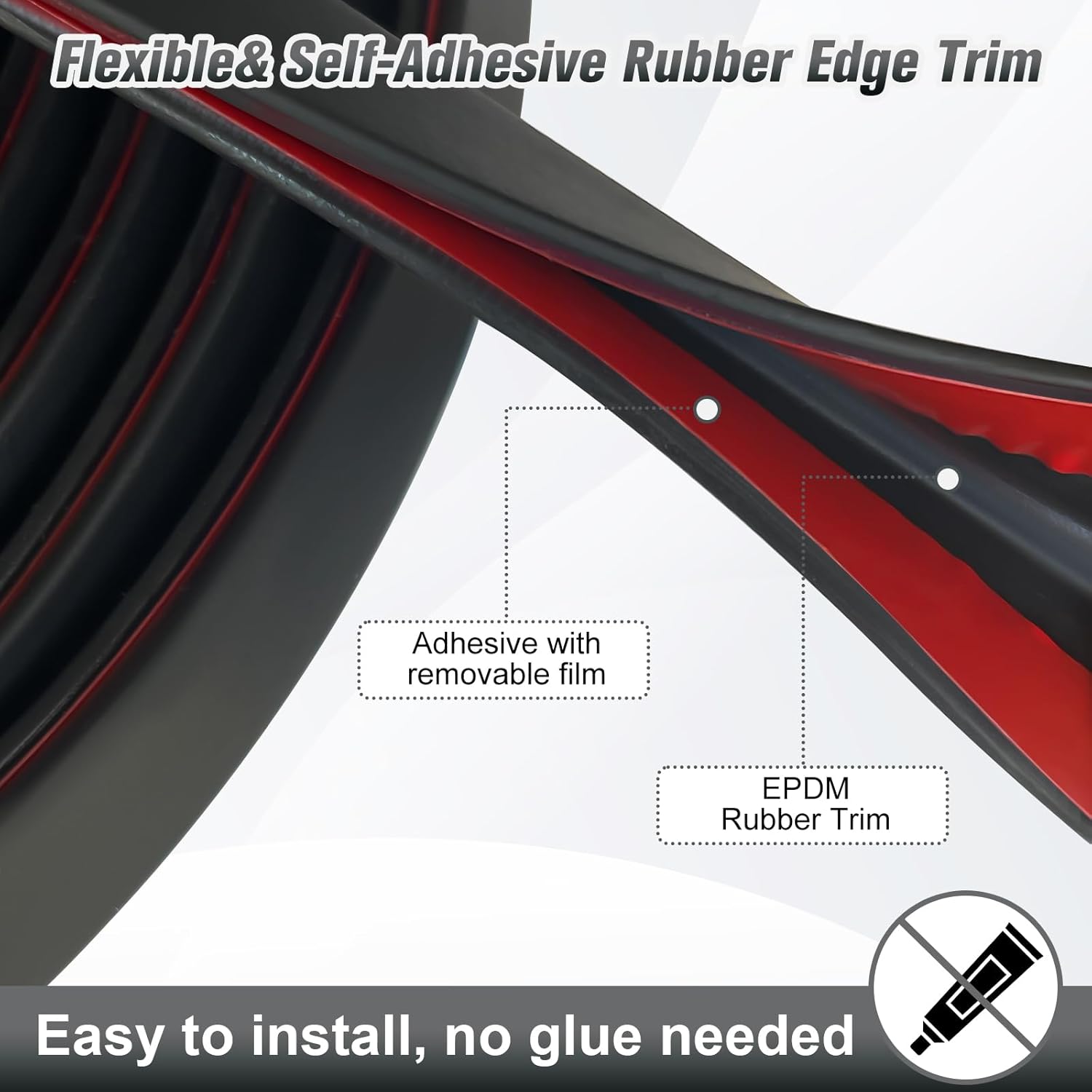 Edge Trim, 1/16" Rubber Edge Trim, Flexible Self Adhesive U Channel Edge Guards, Edge Protector for Sharp Edge, Sheet Metal and Car Doors, Peel and Stick Auto Door Guard, Black Color, 10Ft