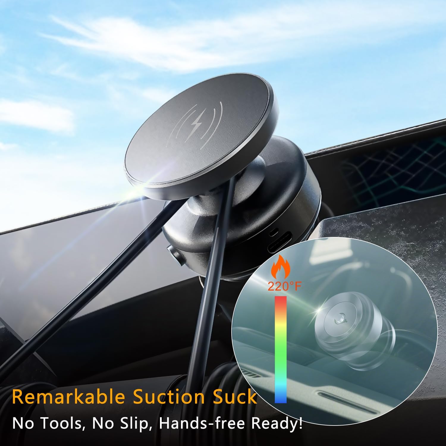 for MagSafe Car Mount Charger, 15W Fast Wireless Charger Suction Car Phone Holder, 360 Adjustable Vacuum Magnetic Phone Holder for Car Screen/Gym/Mirror, for iPhone 16 15 14 13 12 Pro Max