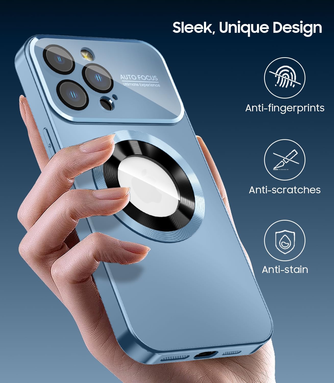 Magnetic for iPhone 12 Pro Max Case, Compatible with MagSafe, Built-in Camera Lens Protector, Logo View, Military Grade Drop Proof Phone Case Cover, Sierra Blue