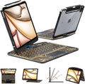 KARTICE Transparent 360 for iPad Keyboard case with Wireless Keyboard for iPad 7/8/9th 10.2 inch, Multi-Touch Trackpad, 7 Color Backlight, 360° Rotating Stand with Pencil Holder