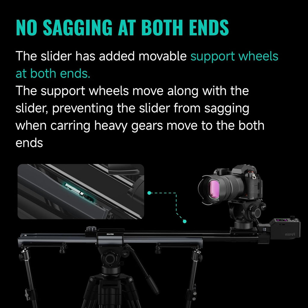 Zeapon Micro4 E500 Double Distance Motorized Camera Slider, High-Speed Low Noise Motor 10-26Lbs Payload, 27''/59cm Compact Slider with Carrying case, LCD Screen, App Control, Smooth Damping Design