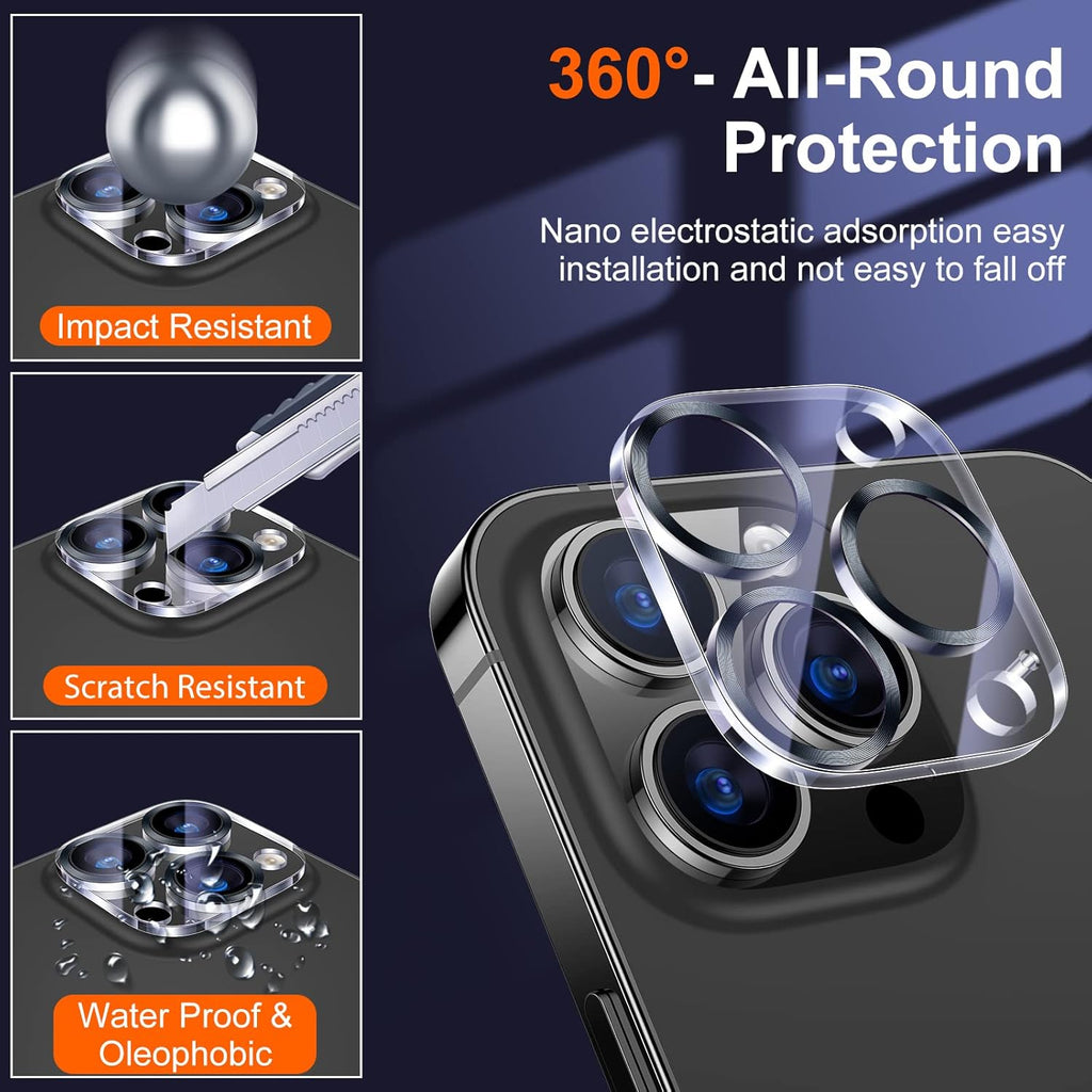 UniqueMe [3 Pack] Camera Lens Protector Compatible with iPhone 13 Pro 6.1" / 13 Pro Max 6.7" Tempered Glass,[Case Friendly][New version][Scratch-Resistant][Easy Installation] -Grey