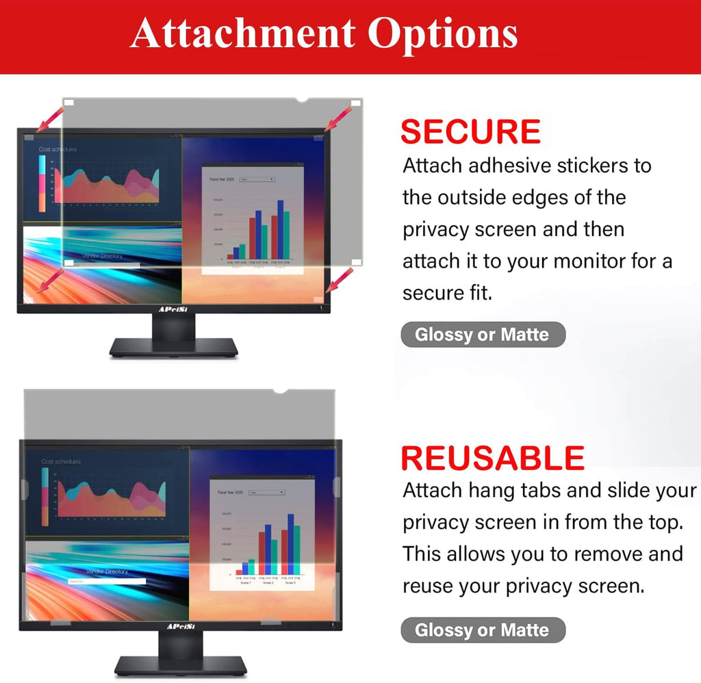 27 Inch Privacy Screen Filter for Widescreen 16:9 Monitor | Privacy Shield | Anti-Glare | Anti-Blue light Protector | Eye Protection | Computer Security Private Filter