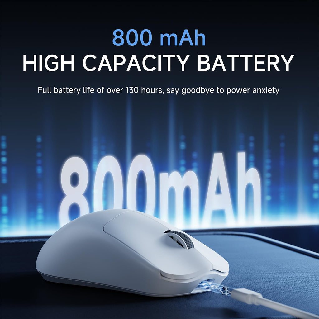 EWEADN X23Pro Wireless Gaming Mouse, 2.4G/BT5.0/USB-C Esports Gaming Mouse, 49g Lightweight Mouse Gaming, 12000 DPI Wireless Mouse with 6 Programmable Buttons,for Laptop/PC/Mac, White