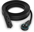 Maximm Cable 20 Ft 360° Rotating Flat Plug Extension Cord, 16/3 AWG Multi 3 Outlet 3-Prong Grounded Wire- Black - UL Certified