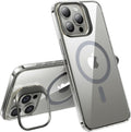 TORRAS Magnetic for iPhone 15 Pro Max Case [Anti-Yellowing][Compatible with MagSafe][Military-Grade Protection][Built-in Invisible Stand] Slim Hard Back Soft Edge, Clear Grey