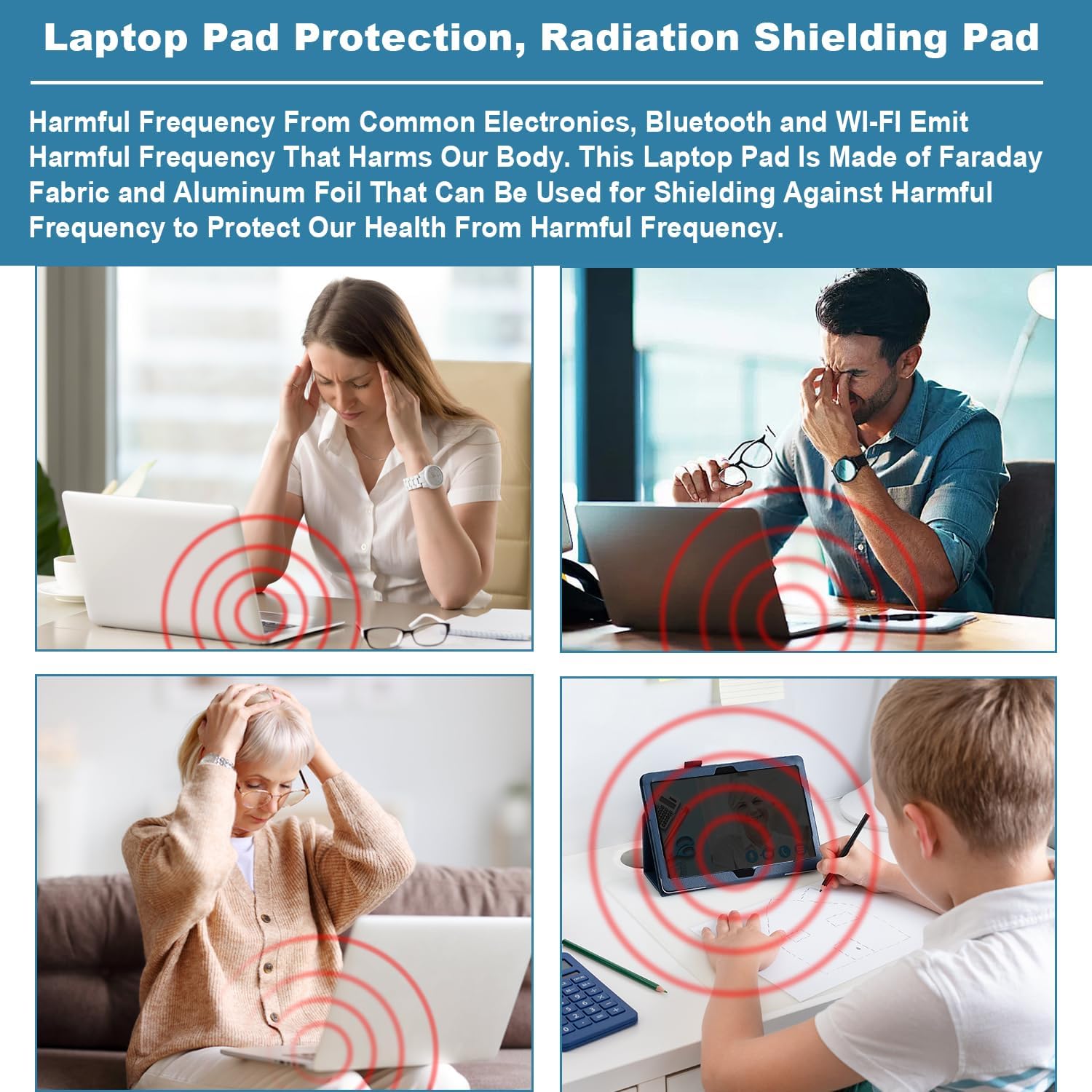 Laptop Pad Protection, Heat Shielding Laptop Pad EMI Blocker Lap Desk, Protector Portable Heat Blocker for Laptop, Tablets and Phones (12"-16")
