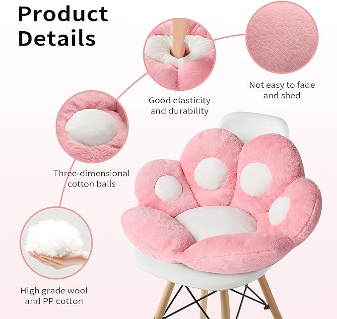 Ditucu Cat Paw Cushion Kawaii Chair Cushions 27.5 x 23.6 inch Cute Stuff Seat - Image 5