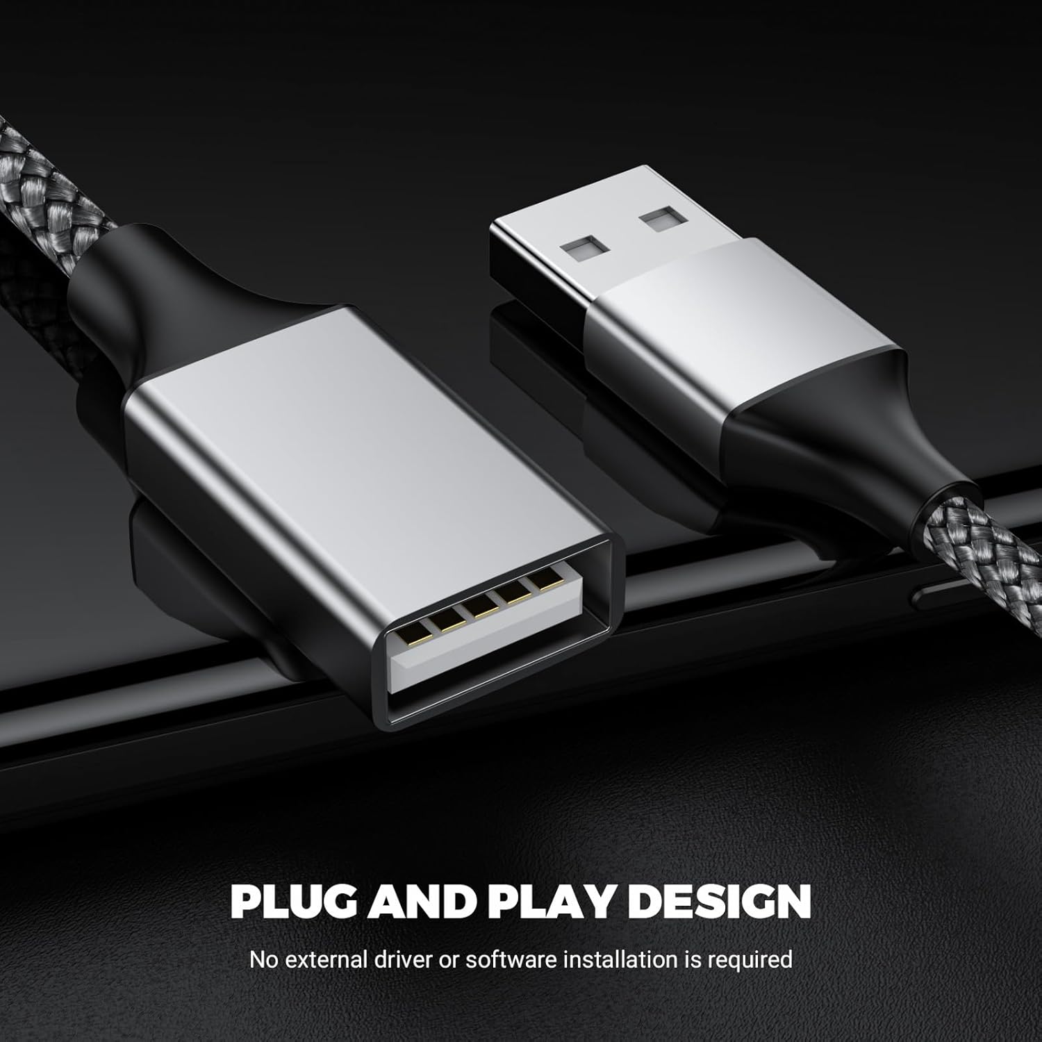 3.3FT USB A Male to 3 Female Extension Cable, USB Splitter 1 in 3 Out Support Charging and Data Transfer for Printer/Keyboard/Flash Drive/PlayStation/Laptop/LED Etc(Silver)
