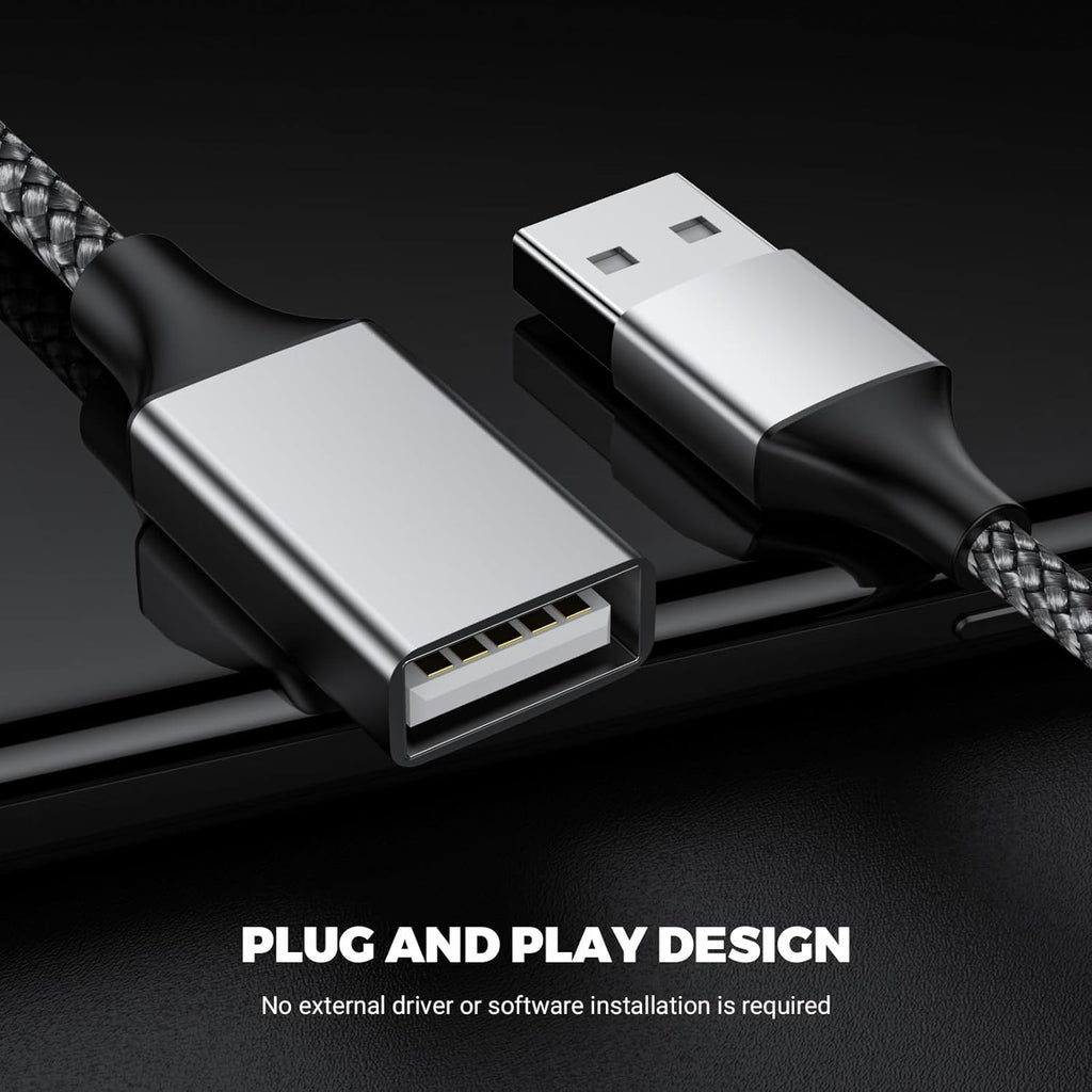 USB Y Splitter 3 in 1, USB A Male to 3 Female Cable for PC/Laptop/MacBook/Keyboard/PS4/PS5/Flash Drive/LED Etc.(Silver)