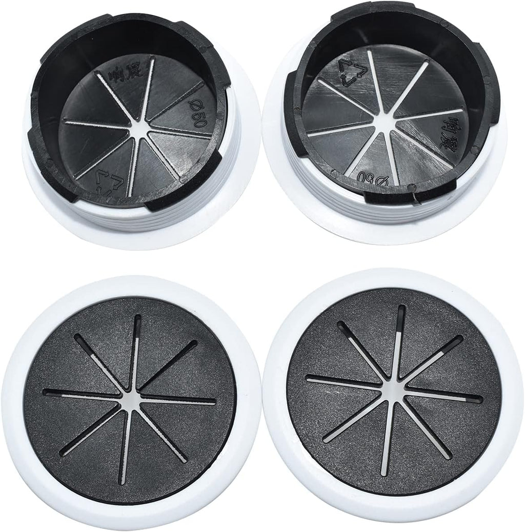 Aifeier ET 2PCS Desk Grommet 2 Inch/50mm Rubber Cable Wire Grommet Cable Hole Cover for Managing and Hiding Office PC Desk Cable Cord (Black with White)