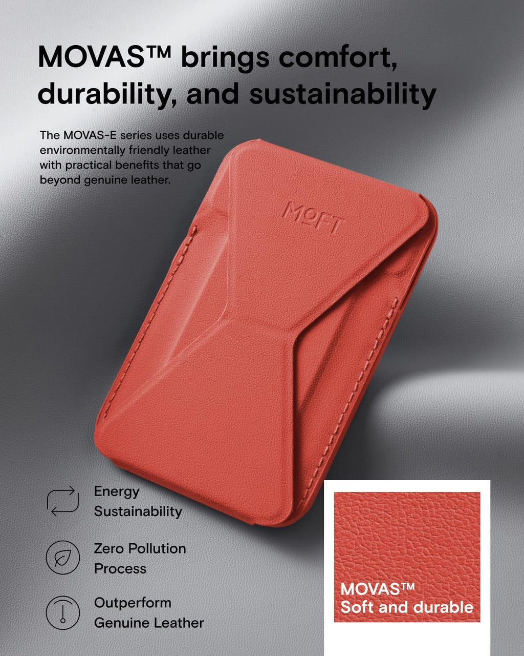 MOFT Magnetic Wallet Stand Compatible with iPhone 16/15/14/13/12 Series, Angle Adjustment & Magsafe Compatible MOVAS Phone Stand,Sunset