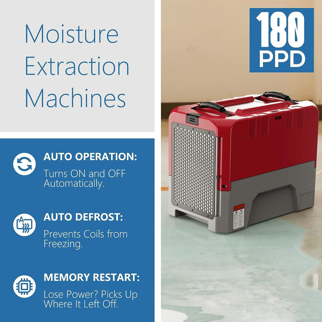ALORAIR Smart WiFi LGR Commercial Dehumidifier up to 180 PPD (Saturation) with Pump, 5 Years Limited Warranty, Industrial Dehumidifiers APP Control, cETL Listed, for Garage, Flood Restoration