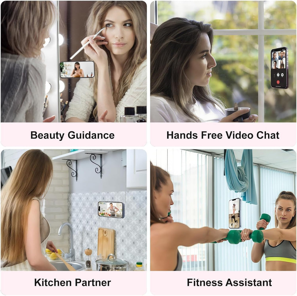 2PCS Silicone Suction Phone Case Mount, Non Slip Suction Cup, Hands-Free Phone Accessories Holder for Selfies and Videos, Silicone Adhesive Stand Sticky for Cell Phone White & Light Pink