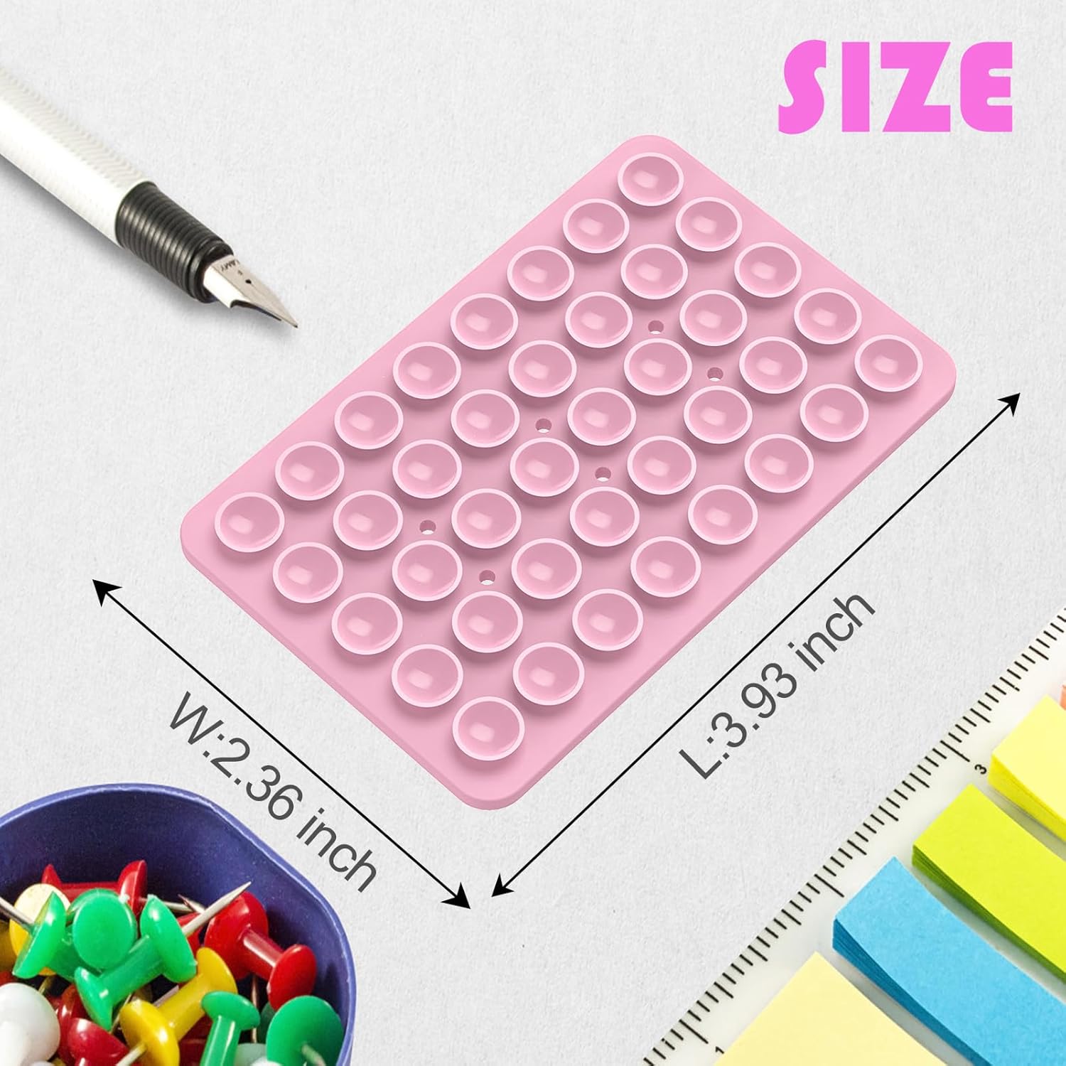 2PACK Silicone Double Sided Suction Phone Case Mount, Detachable Hands Free & Strong Grip Holder for Selfies & Videos, Compatible iPhone Android (Light Pink, 2Pack 40 Suction Cups)