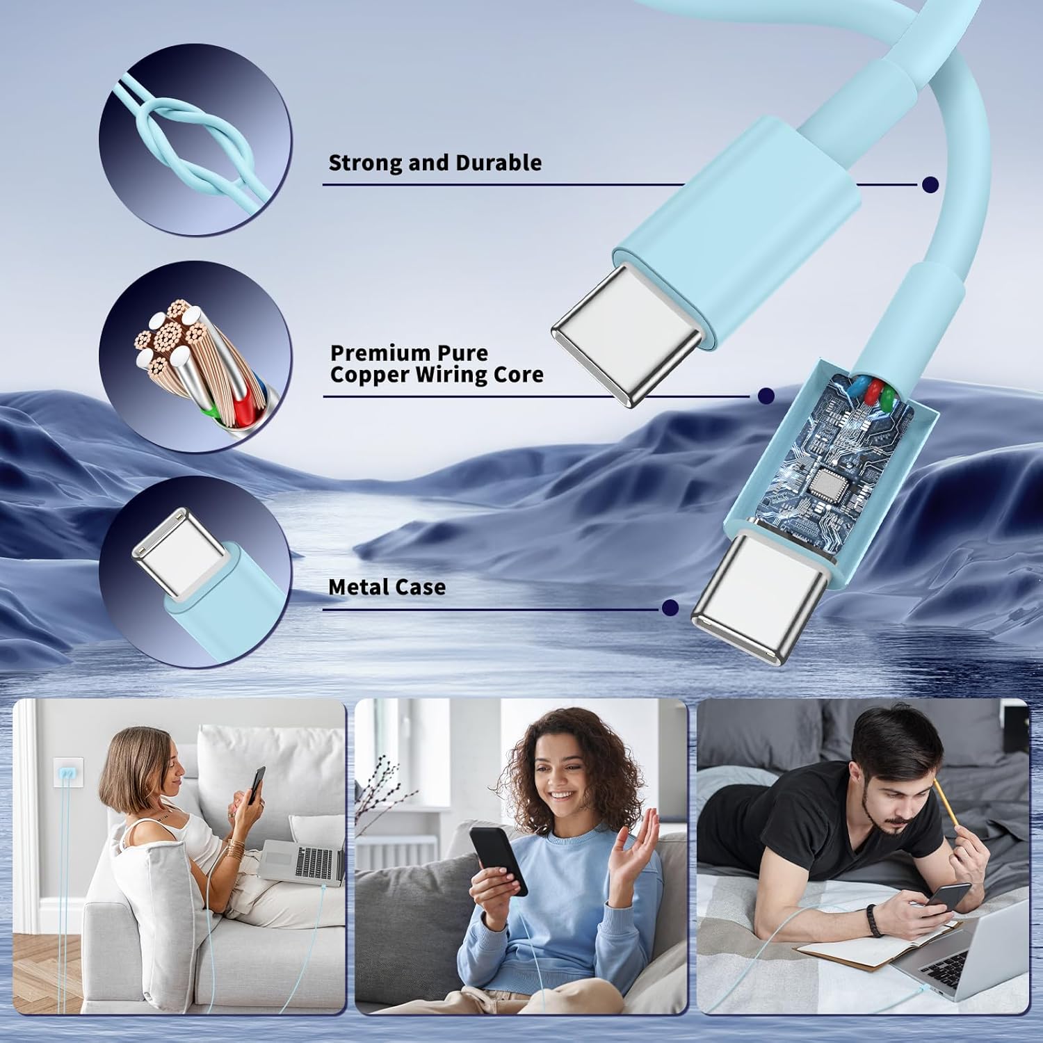 Super Fast Samsung Charger Type C,45W Dual Port USB C Fast Charger Block [2-Pack] & Extra Long 60W 3/6/6/10FT USB C Cable - PD Quick Charging 3.0 for Samsung Galaxy S25 Ultra/S24+/S23 iPhone 16