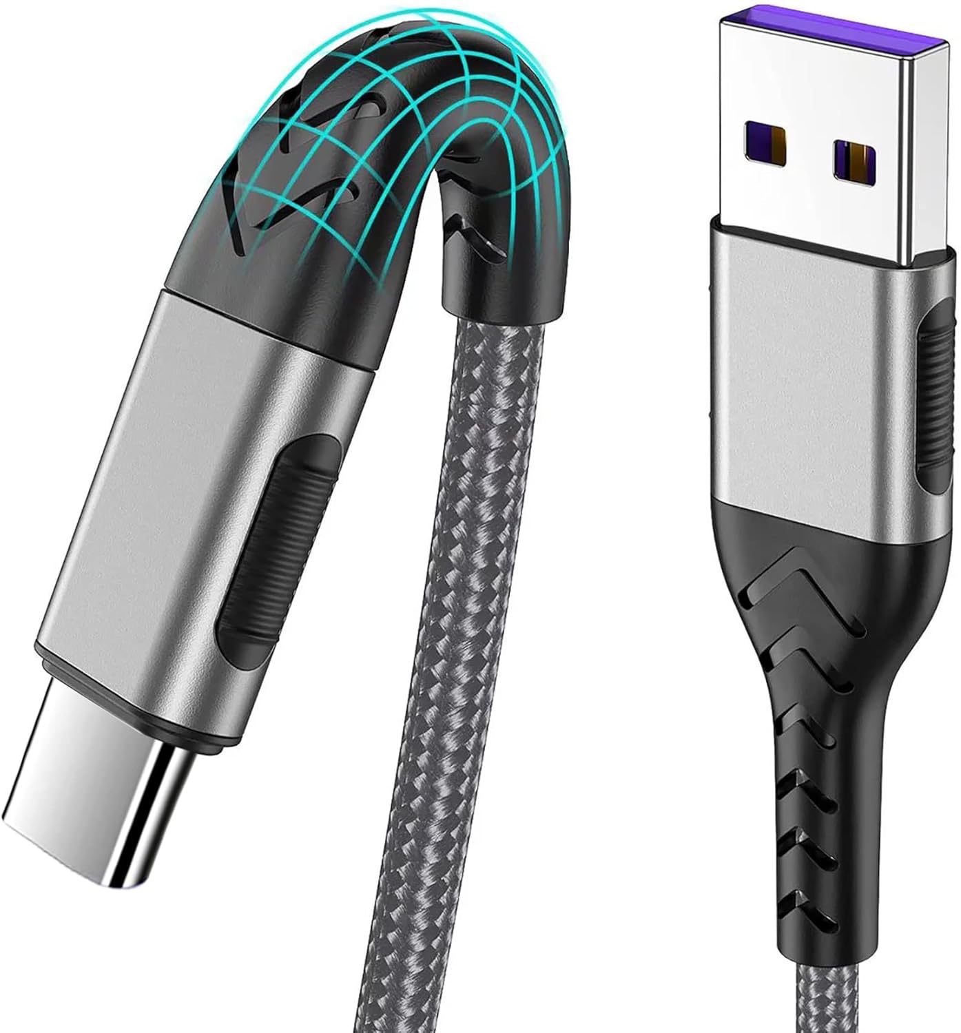 Durcord USB C Charger Cable, 2Pack 3ft Fast Charging 3 Feet USB Type C Cord Cable, 3 Foot Type C Charger Premium Nylon Braided USB Cable Compatible with iPhone 15 Pro/Plus/Max/Android/Phone/Pad-Silver