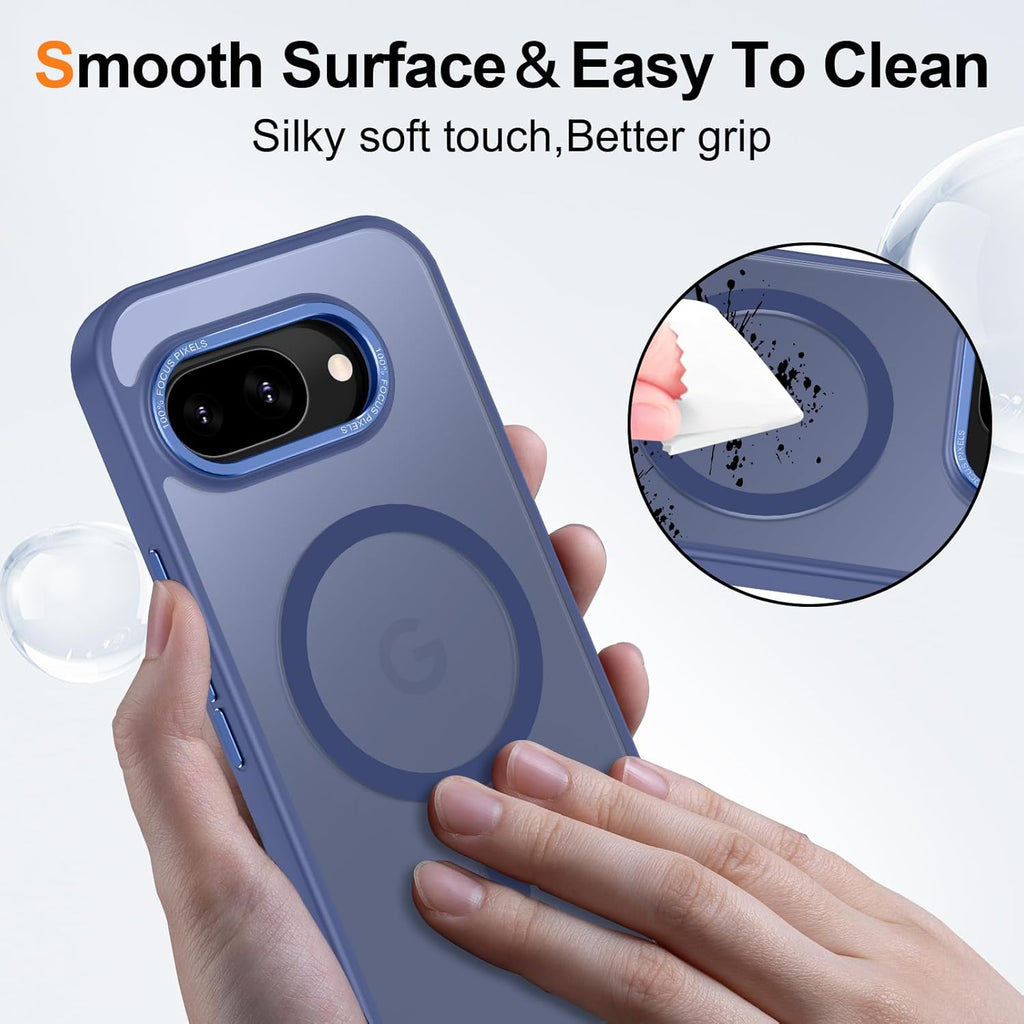 Magnetic for Google Pixel 9a Case, [Military Grade Drop Protection] [Compatible with MagSafe] Shockproof Slim Translucent Matte Anti-Slip for Women Girls Men Case, Blue