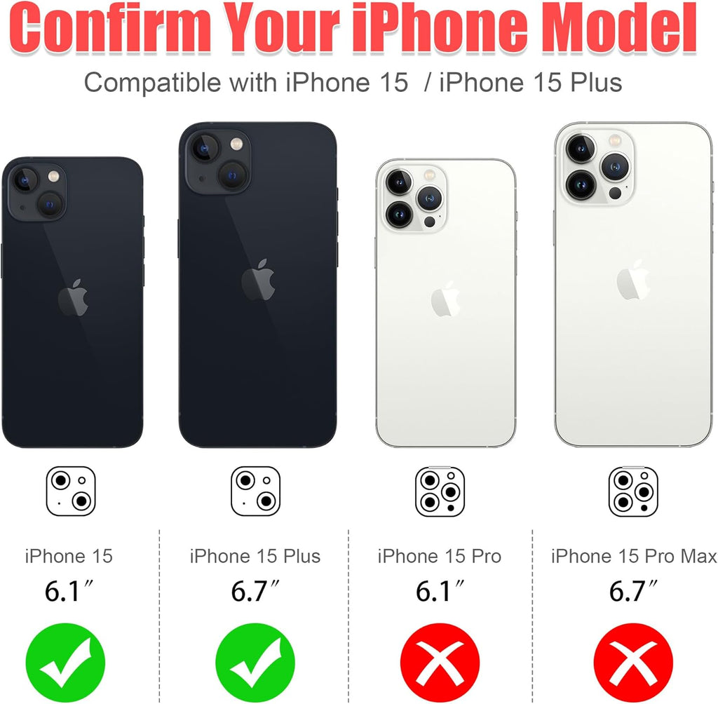 AGVEE 3+3 6 Pack for iPhone 15/15 Plus Camera Lens Protector, Bling Diamond & Bling Glitter Metal Ring 9H Tempered HD Glass Camera Protector Cover Film, Bling-Blue