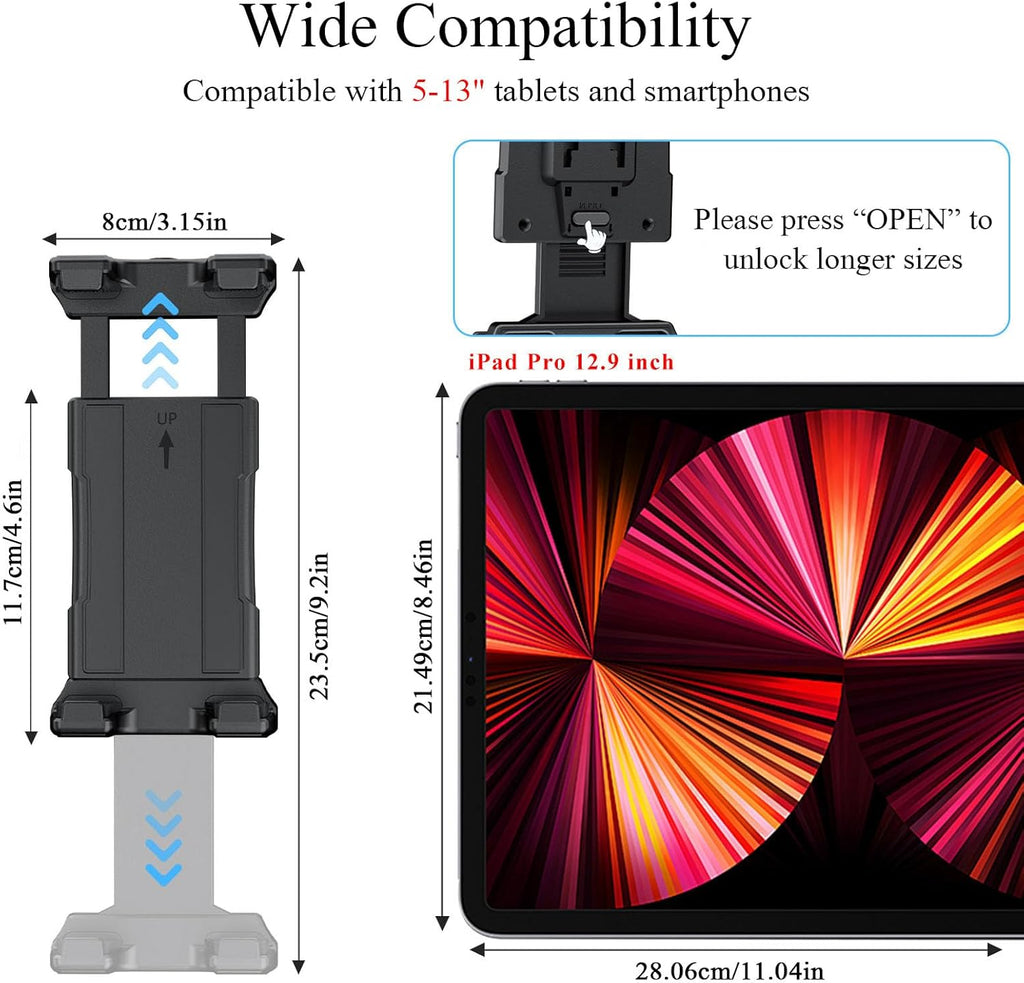 OHLPRO Tablet Mount for Truck - Heavy Duty Drill Base - Tablet Holder for Car Dashboard, iPad Holder for All 5"-13" iPad Pro Samsung Galaxy Kindle fire Tablets and Car Wall Desk etc.