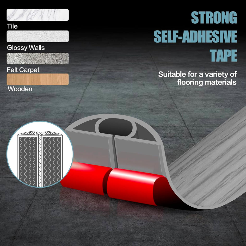Floor Cord Cover Self Adhesive Cord Hider,10FT Cable Management, Extension Strip Protector for Wires, Prevent Cable Trips for Offices, Gyms, Exhibitions Cavity:0.51"(W) x 0.3"(H) Gray Wood
