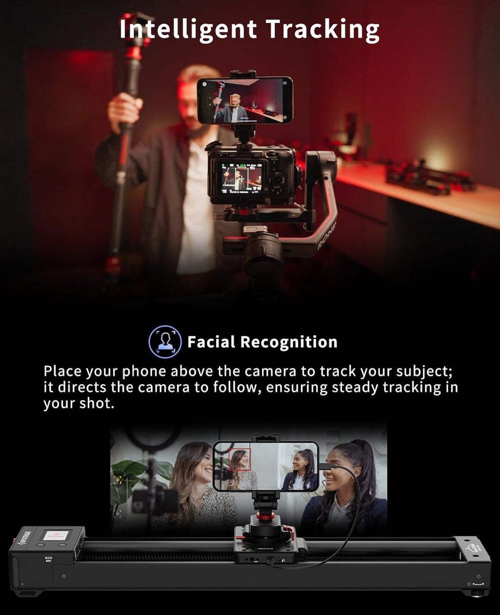 IFOOTAGE Shark Slider Nano II-660 (26 inch) Motorized Camera Shark Slider,Mobile APP/IPS Touch Screen Control,360°Panoramic Shooting,Ultra-Silent,Load up to 7.7lbs