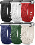SNBLK 6 Pack Floral Engraved Bands Compatible by SNBLK